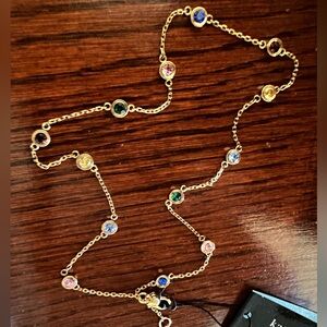 NWT Kate Spade Gold Chain Necklace with Multicolor Gems